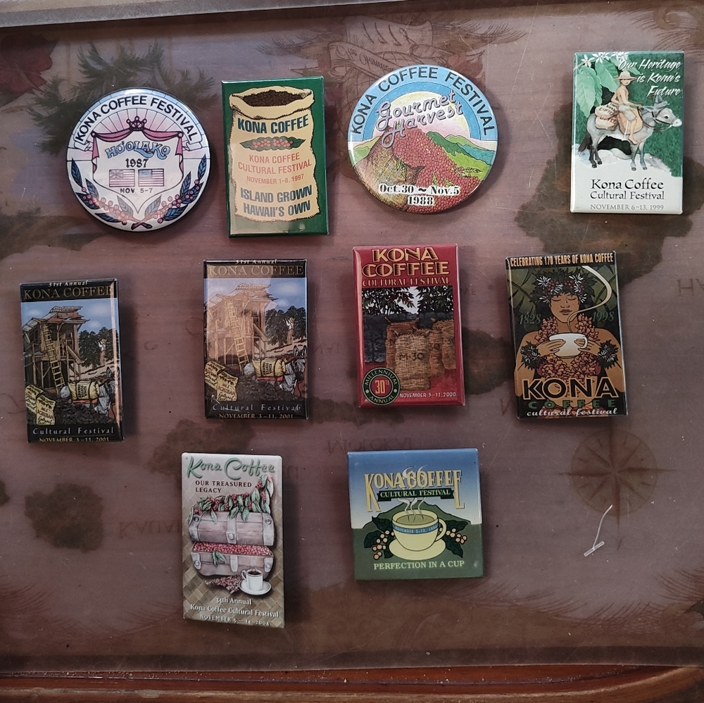 ☕ Vintage Kona coffee festival pins☕